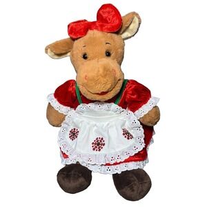 Build-A-Bear Holly the Moose Christmas Plush Snowflake Dress Red Bow 16" Retired